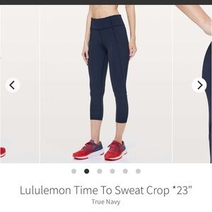 Lululemon Time To Sweat Crop 23” True Navy